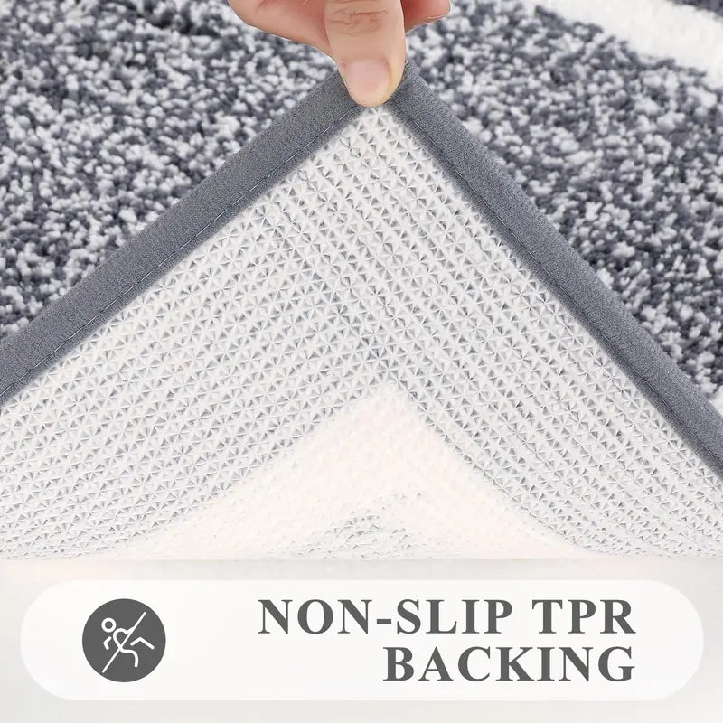 Non-slip TPR backing on bathroom rug