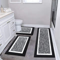 Black three-piece bathroom rug set