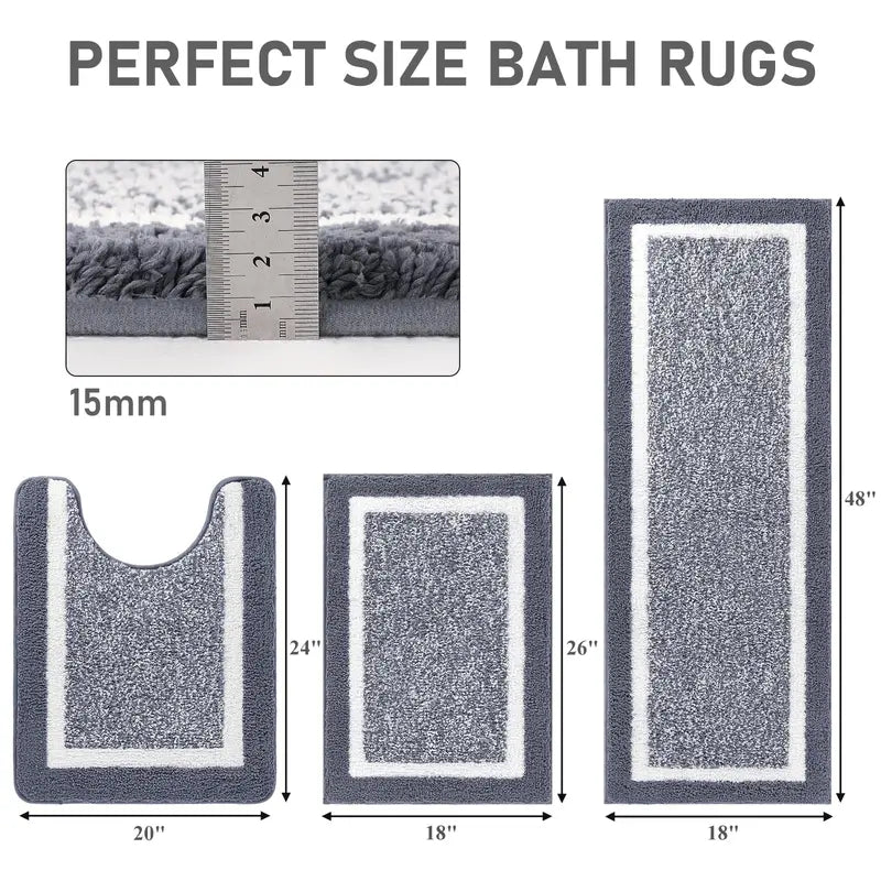 Three-piece bathroom rug size guide