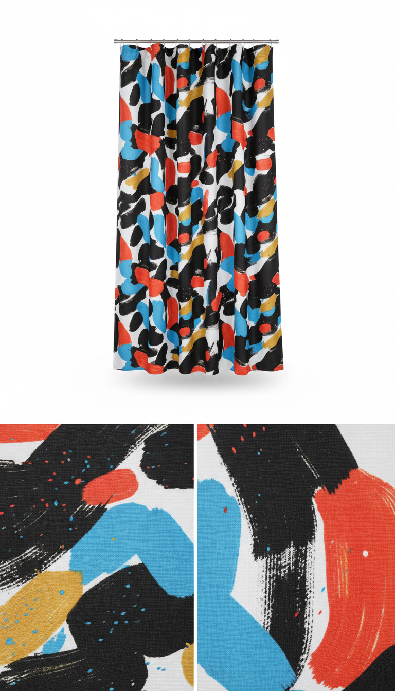 Blue Abstract Print Shower Curtain