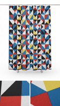 Vivid Vermillion Geometric Pattern Shower Curtain