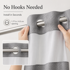 Built-in split rings for quick hook-free shower curtain installation