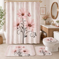 Soft Pink floral 4-piece bathroom set