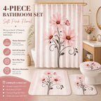 Soft Pink floral bathroom set features