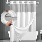 White hook-free waffle shower curtain