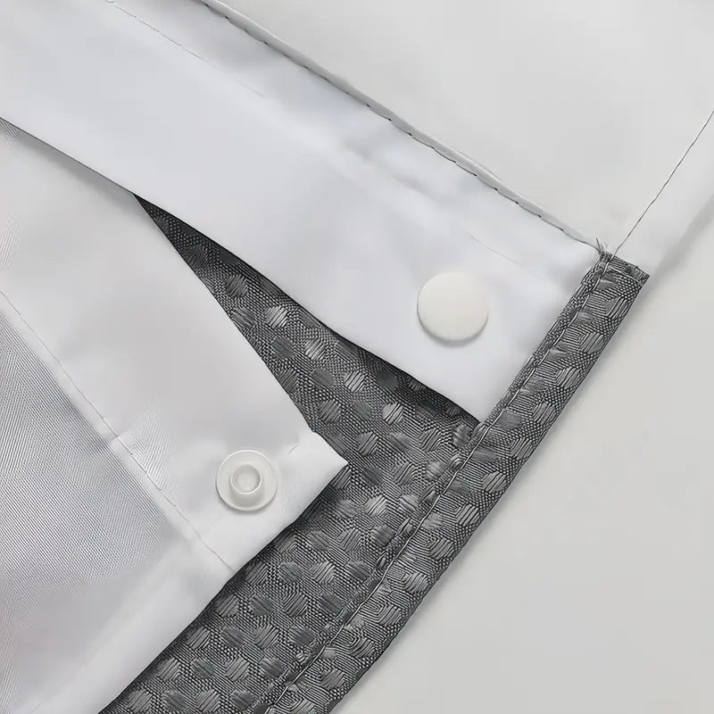 Close-up of removable snap-in shower curtain liner